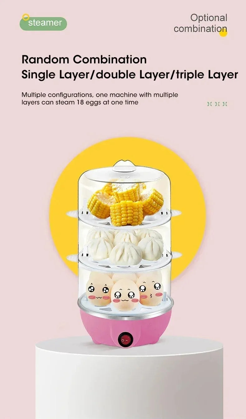 7-Egg Double Layer Electric Egg Steamer – Boiling, Poaching & Custard Breakfast Maker