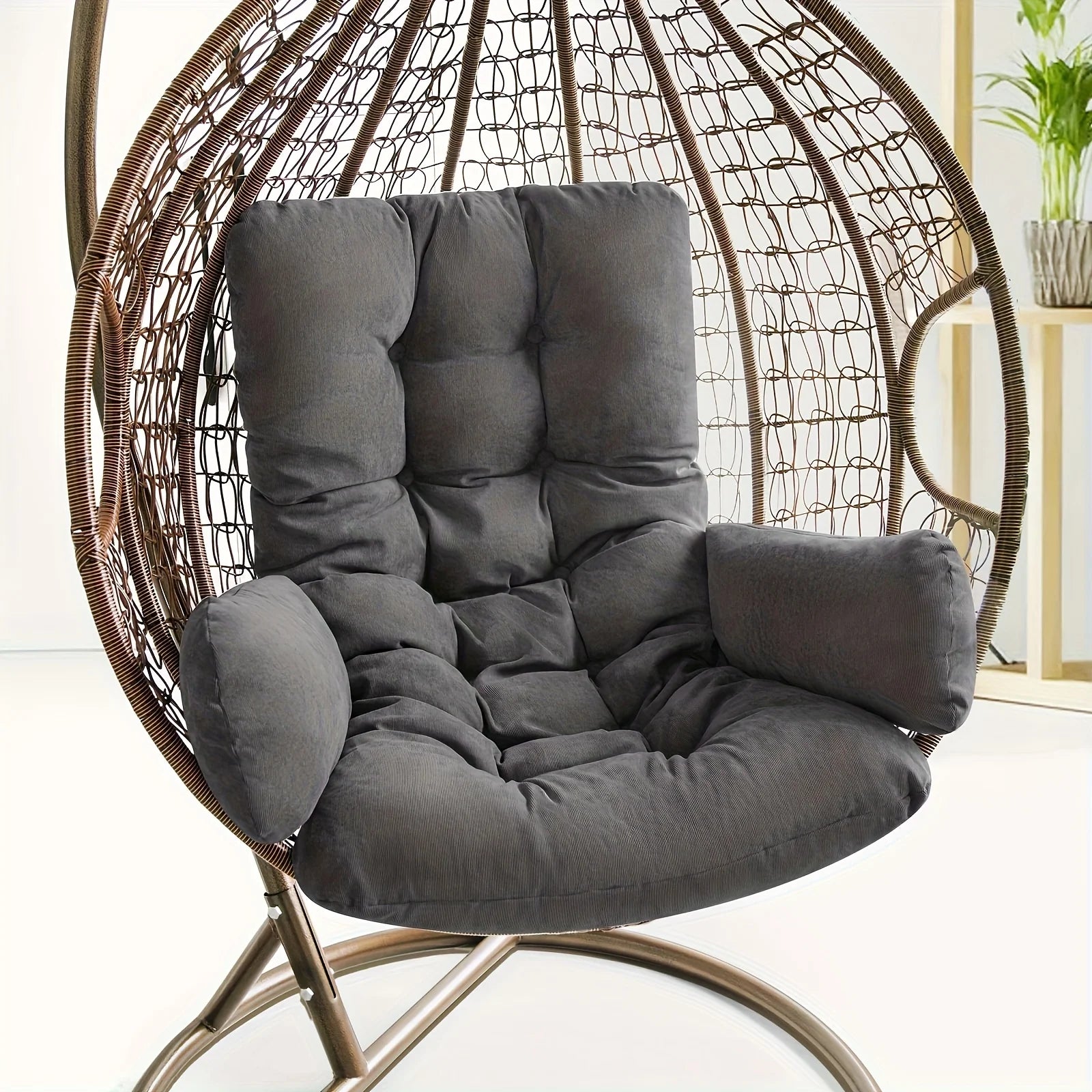 Egg Chair Hammock Cushion — Thick Polyester Seat & Back Pad for Hanging Basket Chairs, Garden & Living Room