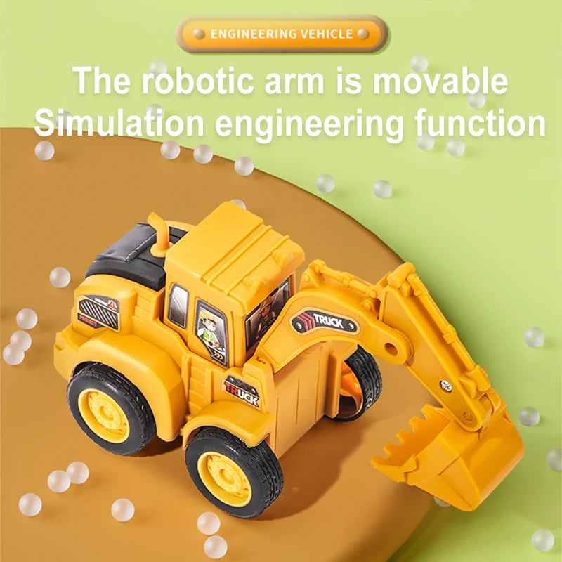 Press & Slide Construction Vehicle Toy – Excavator, Bulldozer & Road Roller for Kids