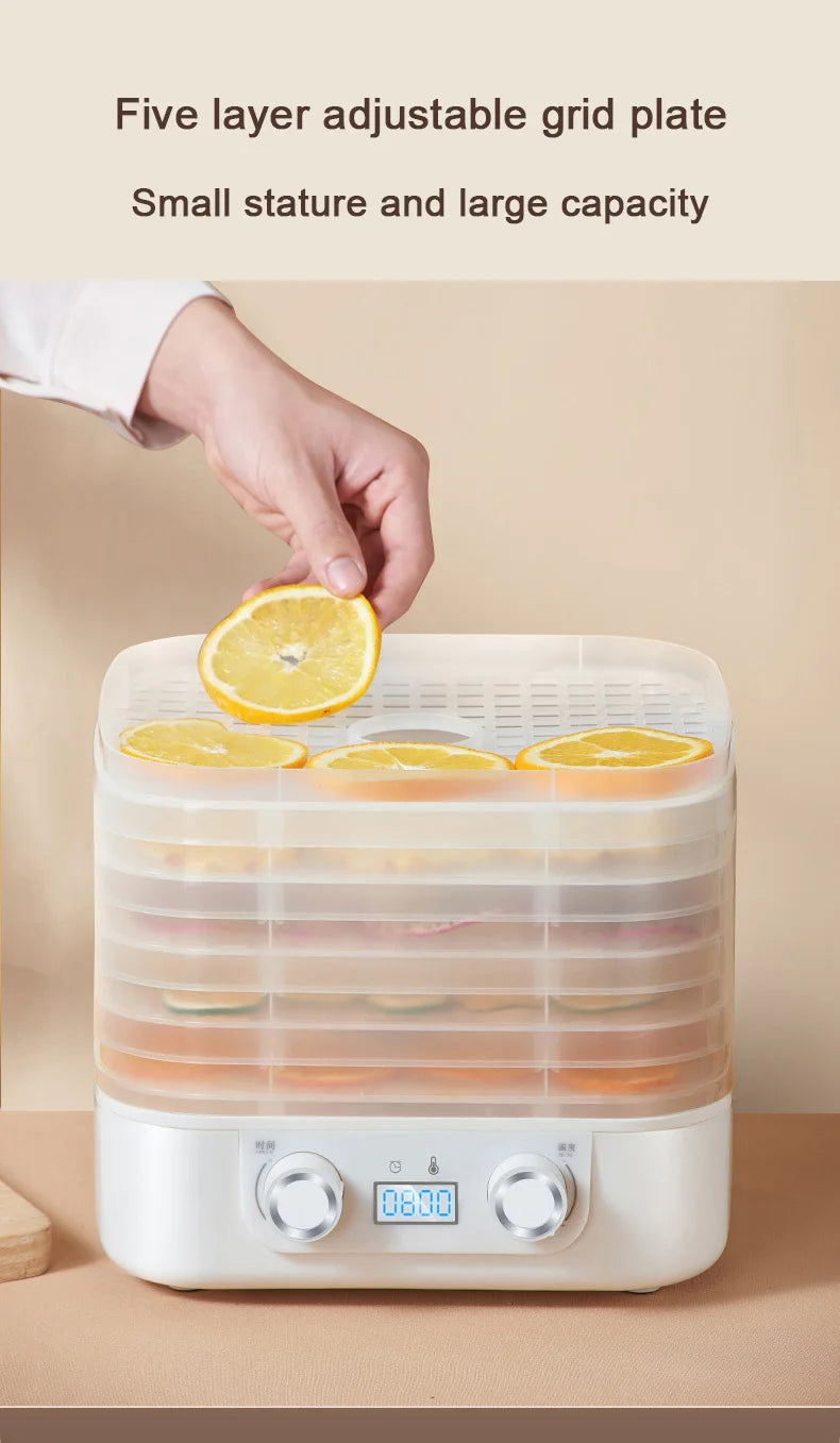 Mini Food Dehydrator – 5 Trays, 110V, Dried Fruit, Vegetables, Herbs, Pet Meat & Snacks Air Dryer