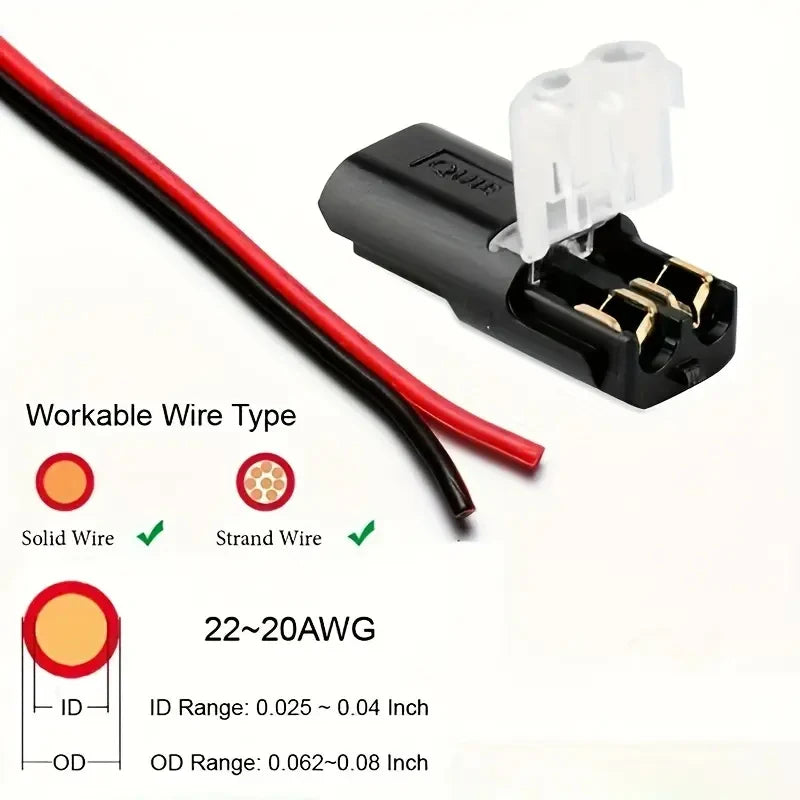 Connect Wires Instantly. No Tools. — H2 2-Pin Pluggable Wire Connectors | Nylon Insulated Copper Quick-Connect Terminal Blocks, 20, 50 & 100 Pack