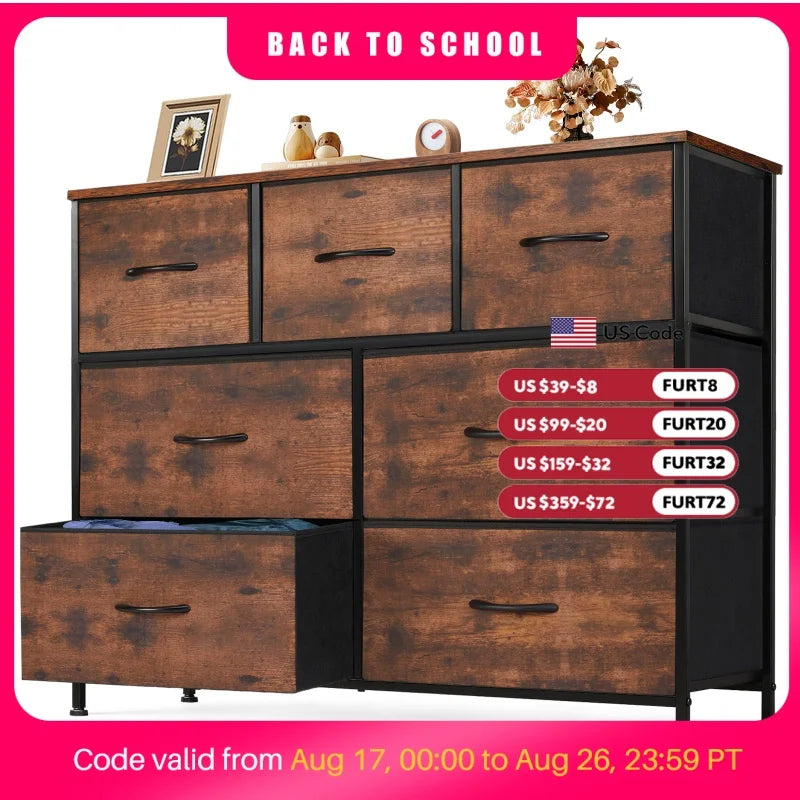 JHK 7-Drawer Dresser & Storage Chest – Fabric Drawers, Clothes Organizer for Bedroom & Living Room