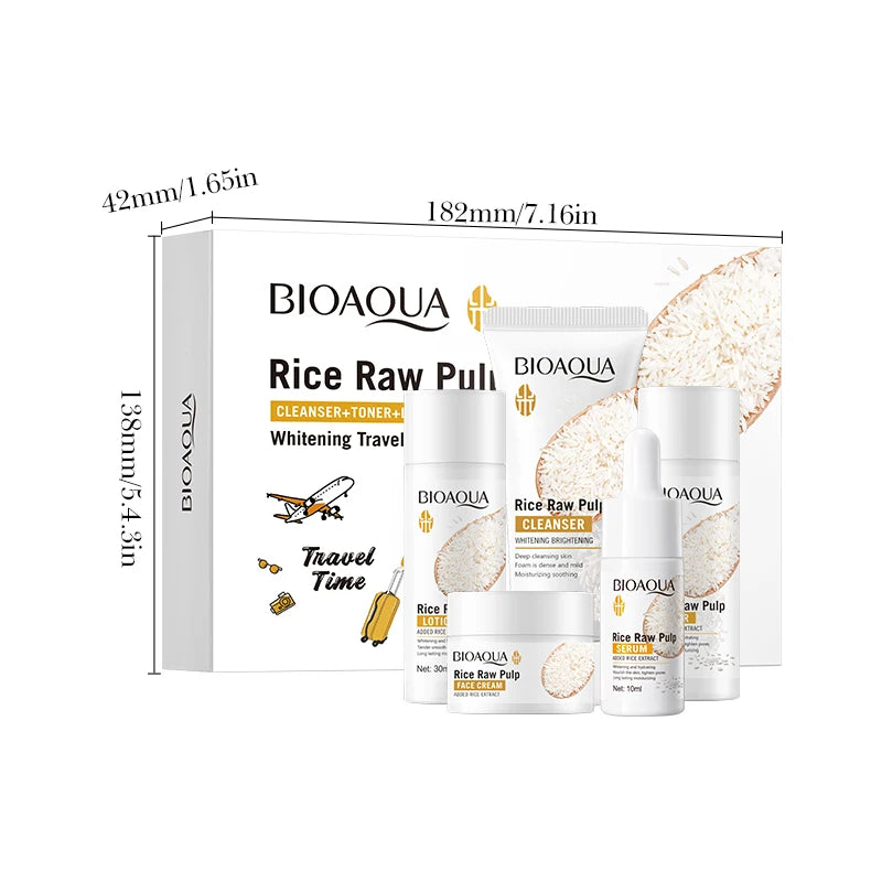 Rice Puree Skincare Set – Whitening Brightening Cleanser Toner Essence Lotion & Cream