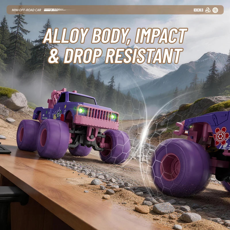 hot model 1:64 mini alloy remote control truck 2.4G four-wheel drive big foot off-road vehicle simulation model children toy car