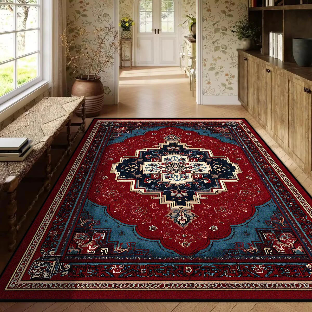 Persian Red Luxury Carpet – Non-Slip Large Area Rug for Living Room & Bedroom