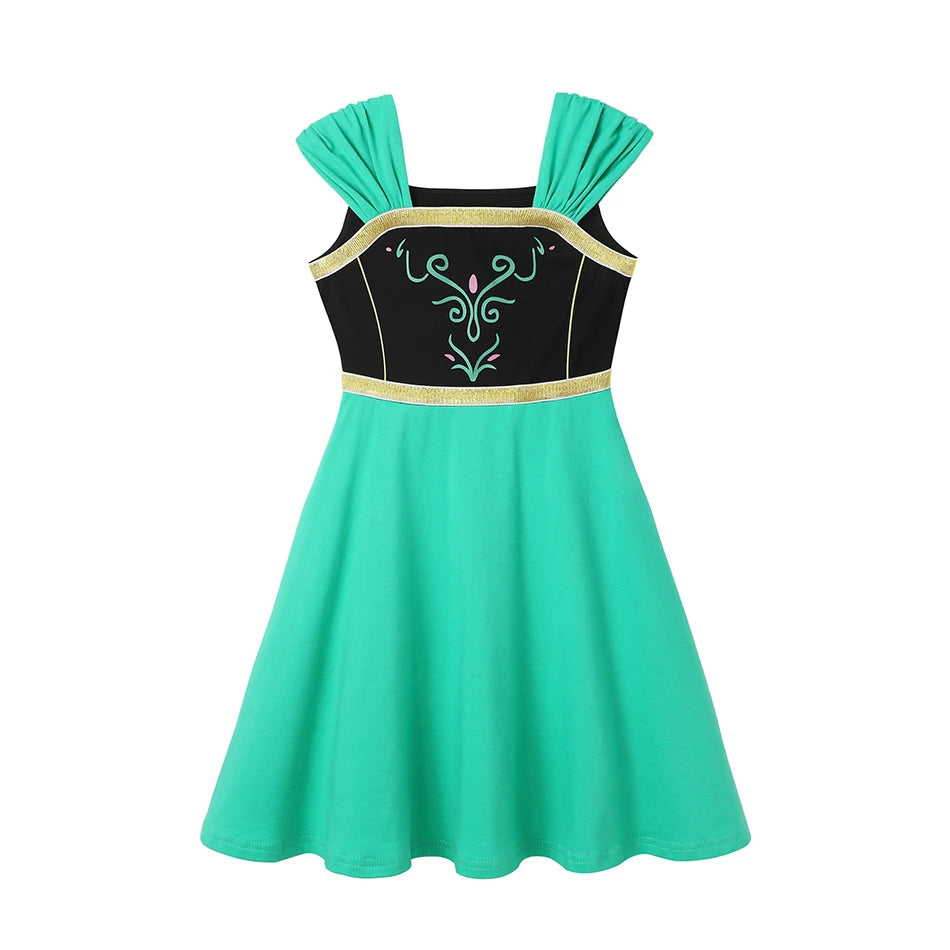 Girls' Princess Costume Dress – Mermaid & Rapunzel One-Shoulder Short Sleeve Summer Casual Vest