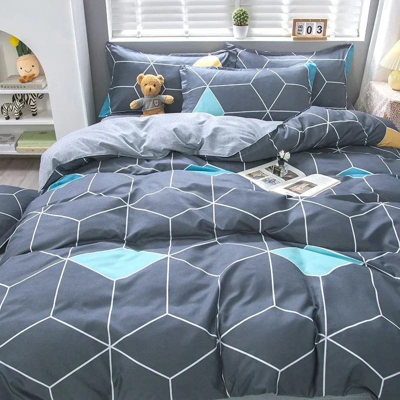 Cartoon Print Duvet Cover Set – Skin-Friendly 400TC Polyester, 3-Piece with 2 Pillowcases, 20 Designs & 4 Sizes
