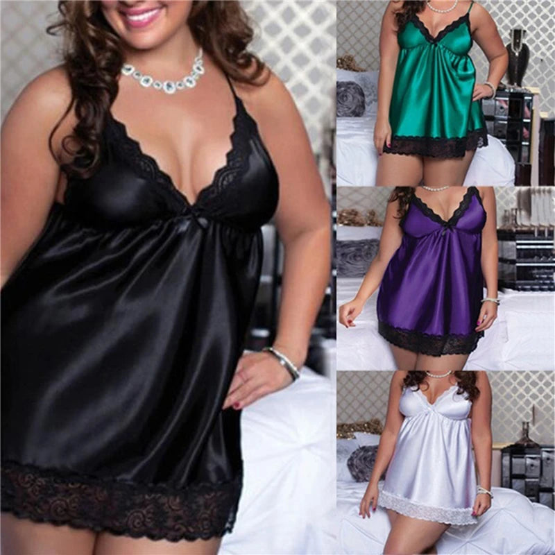 Lace Negligee Babydoll Nightgown — Plus Size Sleepwear