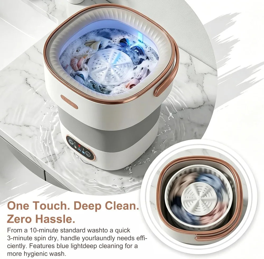 Portable Washing Machine 16L | Foldable Mini Washer & Spin Dryer Combo, 3 Modes, 120V, RV, Camping, Dorm & Apartment
