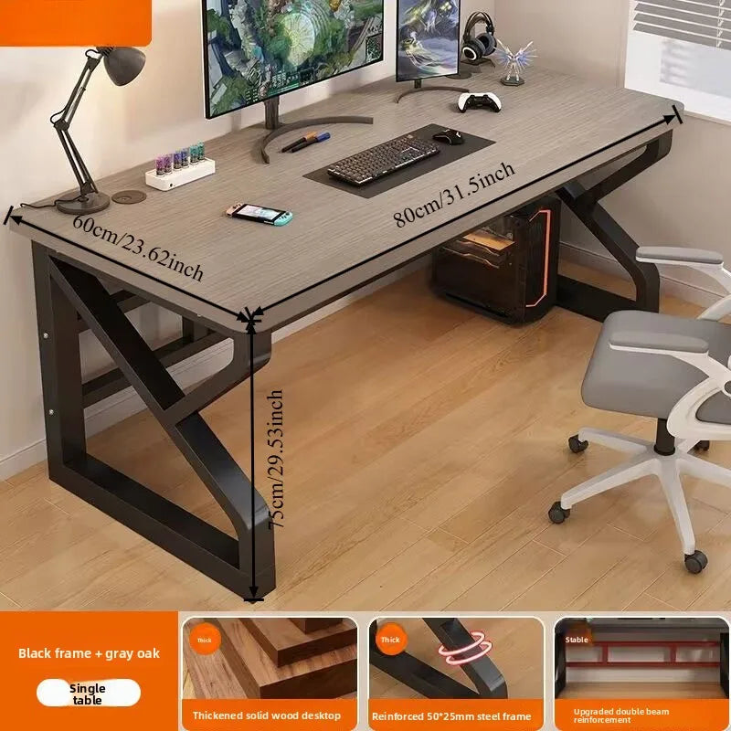 Solid Wood Core Gaming & Home Office Desk — E0 Eco-Friendly, Dual Cable Management, Multiple Sizes & Styles