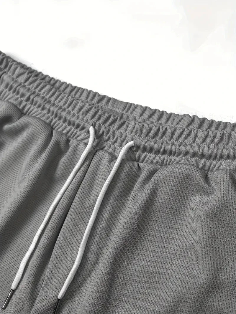 Men's Button-Down Polo Shirt & Breathable Mesh Shorts Set – Casual Versatile Summer Plus Size