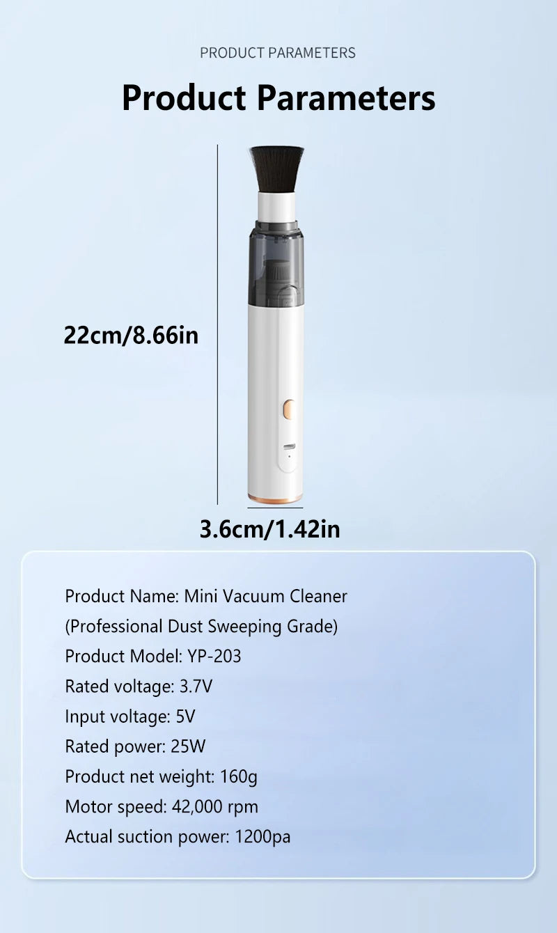 Mini Handheld Vacuum Cleaner – 3-in-1 Car & Desk Cleaner