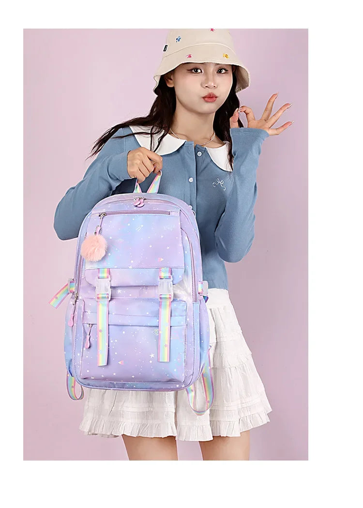 Custom Print Nylon Backpack – Laptop School & Travel Bag for Women