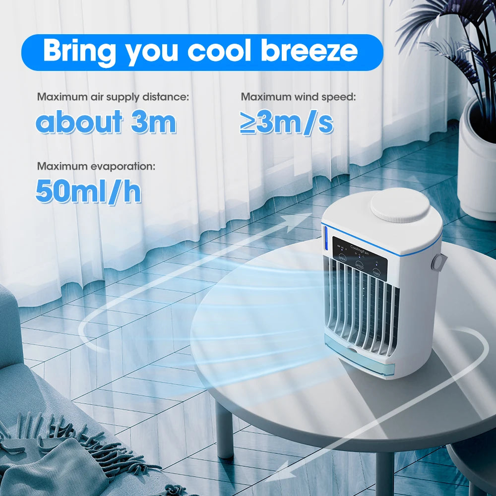 Portable Desktop Air Cooler Fan – Rechargeable Spray Mist Cooling for Home & Office