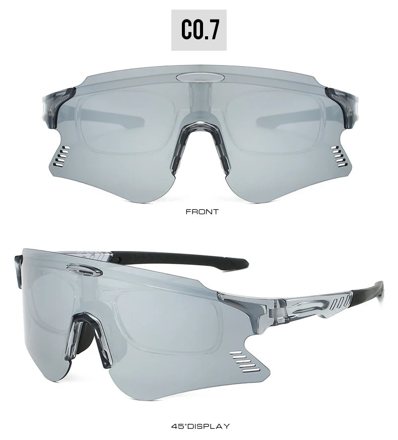 KAMMPT Oversized Sports Cycling Sunglasses | Mirror Anti-UV Windproof Protective Shades for Men & Women