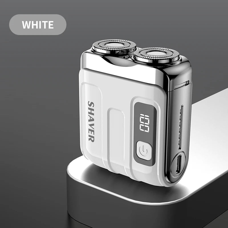 Mini Electric Smart Shaver – Digital Display, Dual Blade Rechargeable Beard Trimmer for Home & Car
