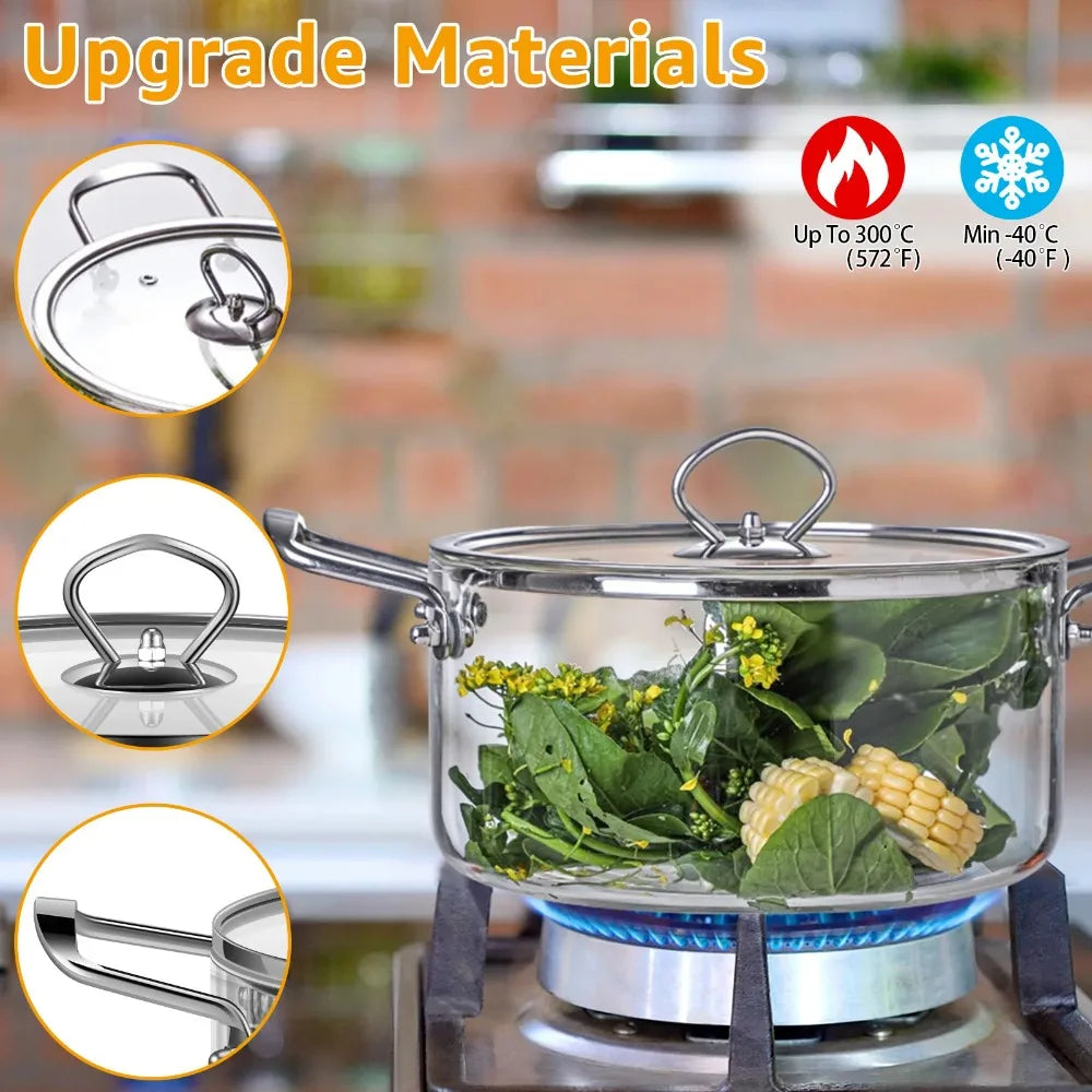 Glass Soup Pot with Lid & Double Handles – 3.5L