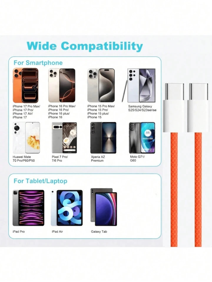 Fast Charger USB-C Cable for iPhone 15, 16 & 17 — High-Speed Charging & Data Transfer