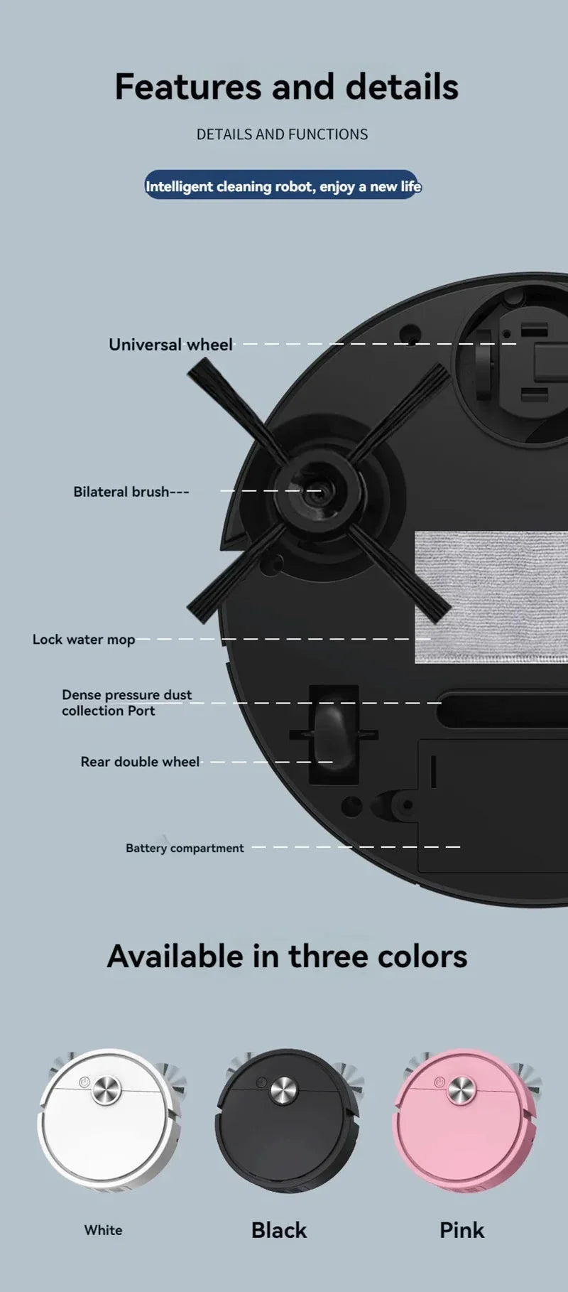 Lenovo 3-in-1 Smart Robot Vacuum Cleaner — 4000Pa Strong Suction for Hard Floors, Pet Hair & Carpets