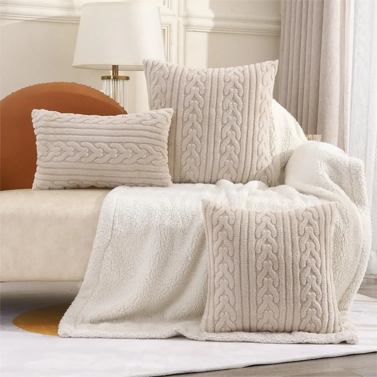 Super Soft Plush Pillow Cover – Nordic 3D Geometric Design, Hidden Zipper, Multiple Sizes