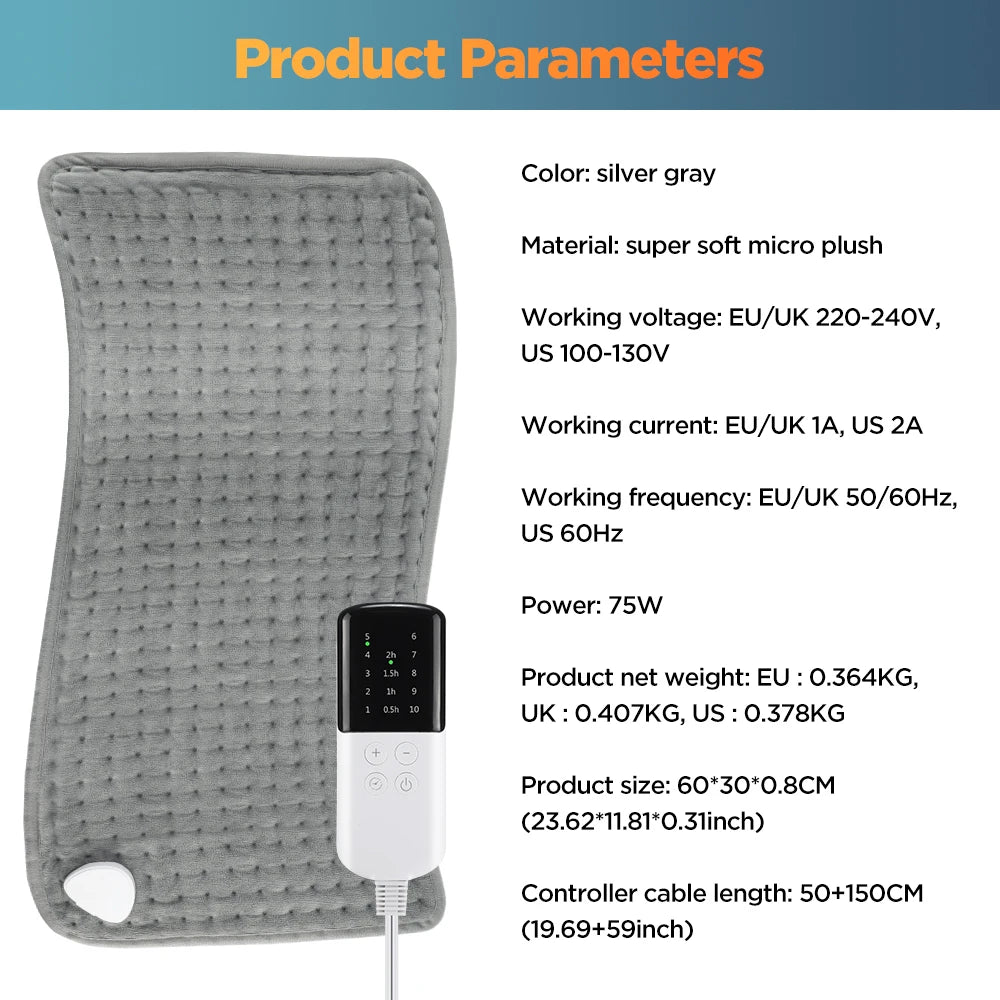 Electric Heating Blanket Mat – Heated Pad for Bed & Sofa, Warm Winter Thermal Blanket, 58x29cm