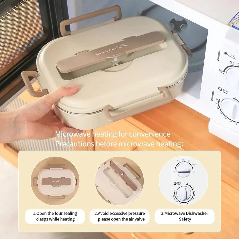 304 Stainless Steel Compartment Lunch Box – 1L to 2L