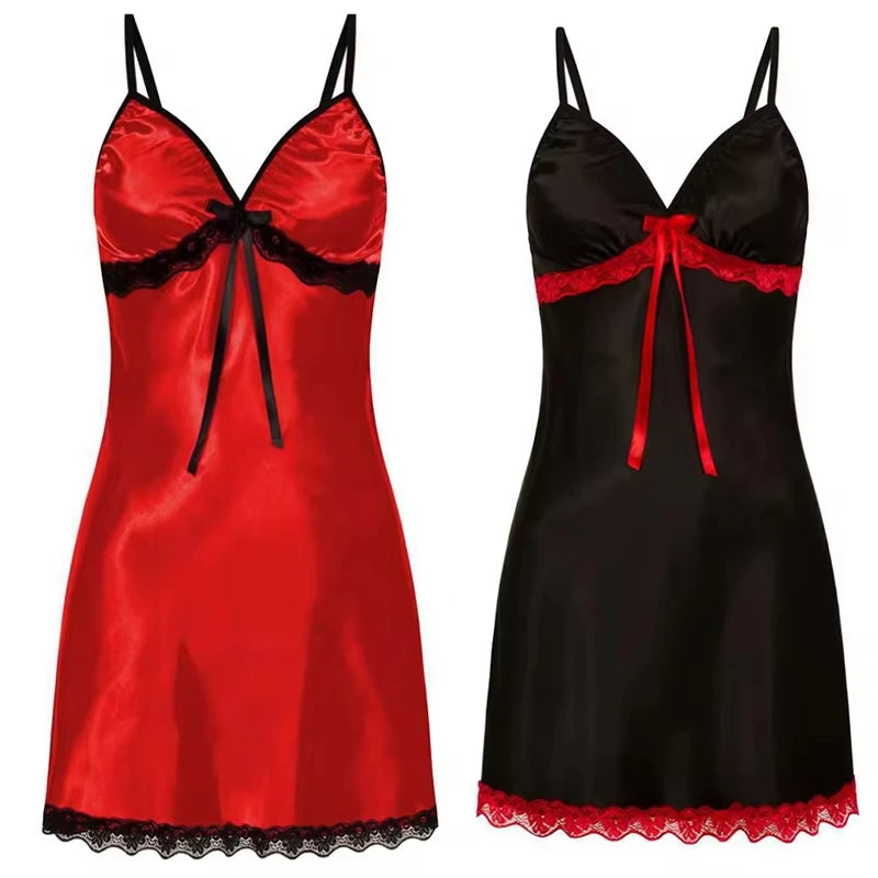 Women's Lace Suspender Nightgown | Sleeveless V-Neck Pajama Dress Multi-Color