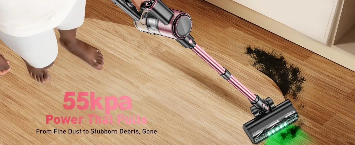 Cordless Vacuum Cleaner — 55Kpa / 500W / 45-Min Runtime, 10-in-1 Powerful Stick Vacuum for Home, Pet Hair, Hard Floor & Carpet