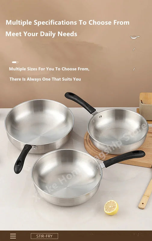 Stainless Steel Wok – Uncoated 24cm & 26cm Frying Pan