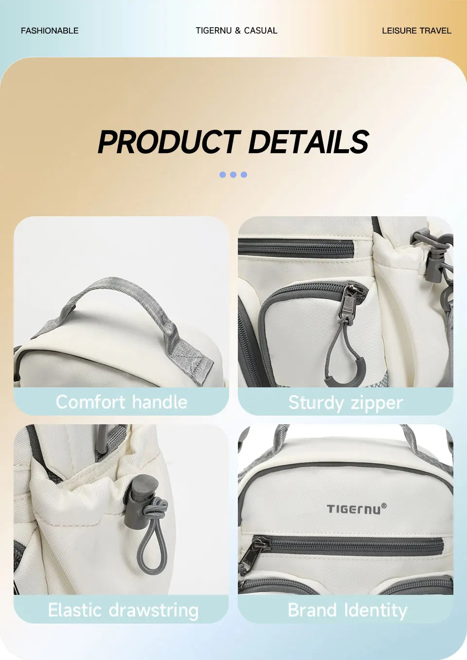 Tigernu Chain Accent Nylon Crossbody Satchel – Waterproof Commuter Shoulder Bag for Women