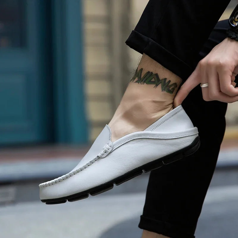 Men's Cow Leather Slip-On Boat Loafers