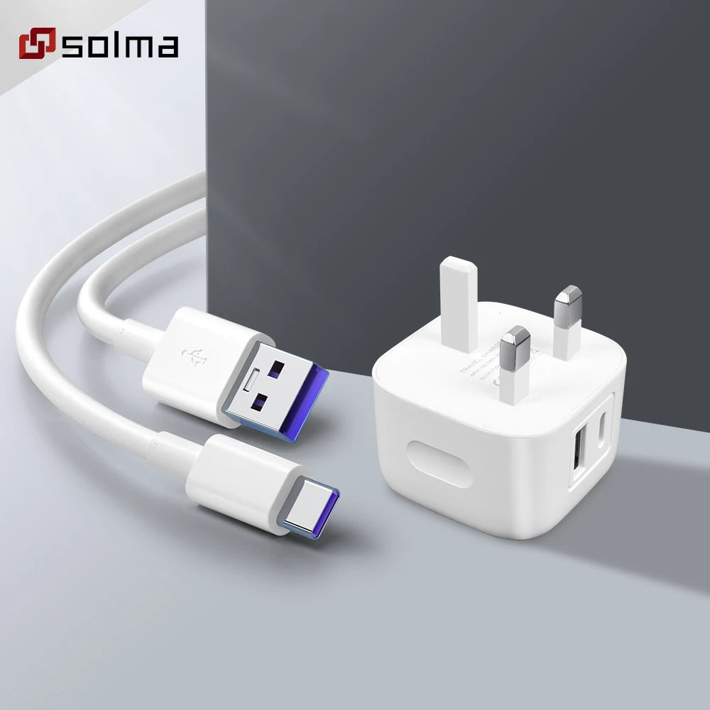 Dual-Port PD + USB-A Wall Charger — Fast Charging for Two Devices Simultaneously