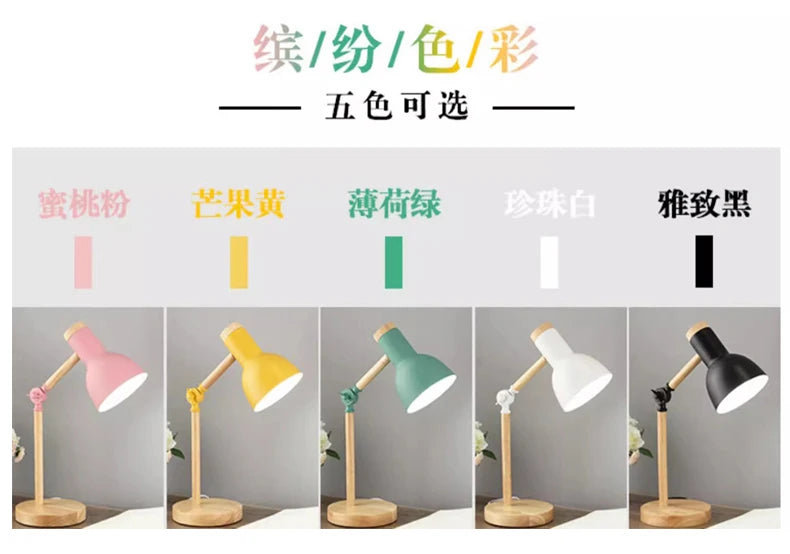 Wooden Desk Lamp – Nordic-Style Adjustable Head