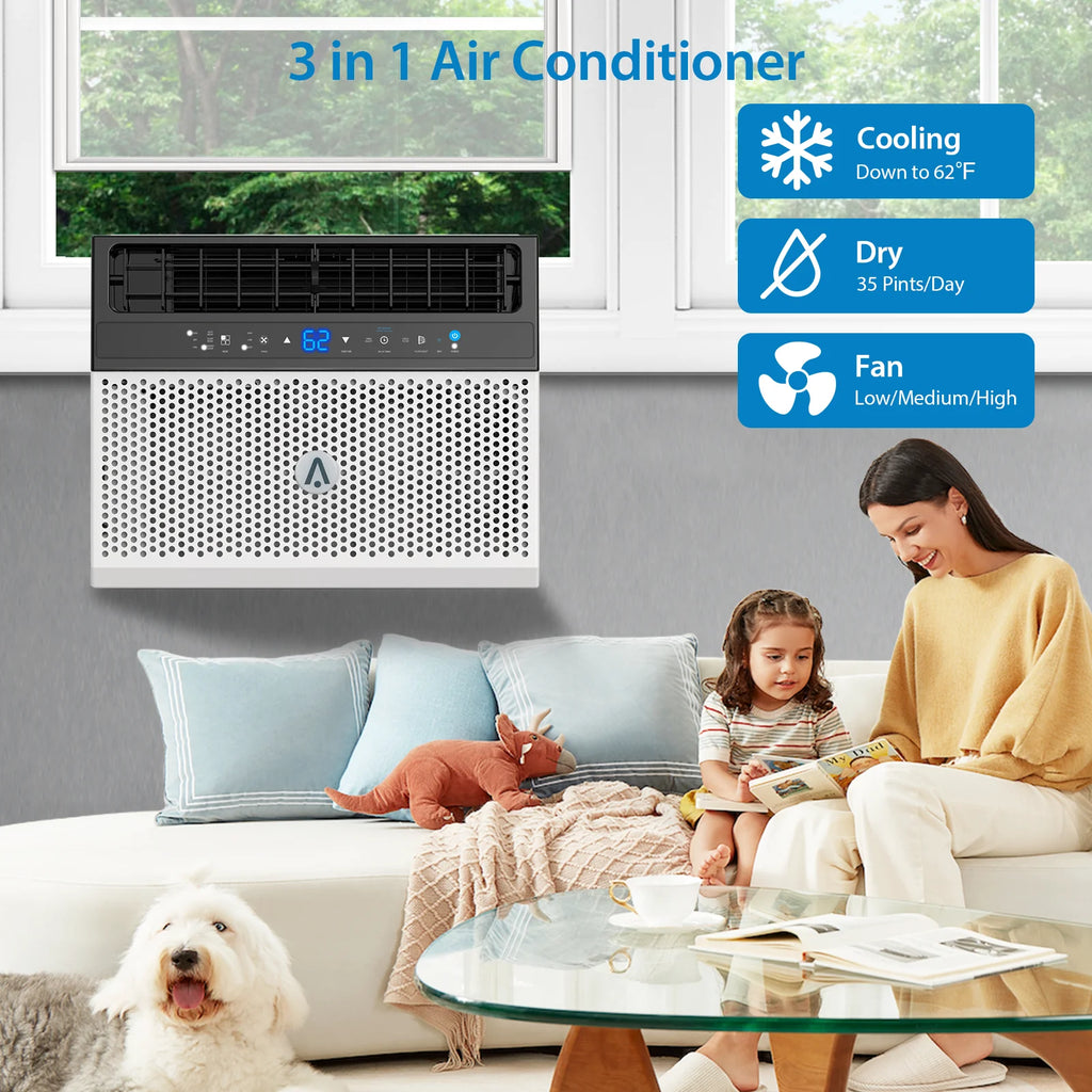6,000 BTU Window Air Conditioner — Washable Filter, Quiet Operation, Cools up to 269 Sq Ft, 110V/60Hz