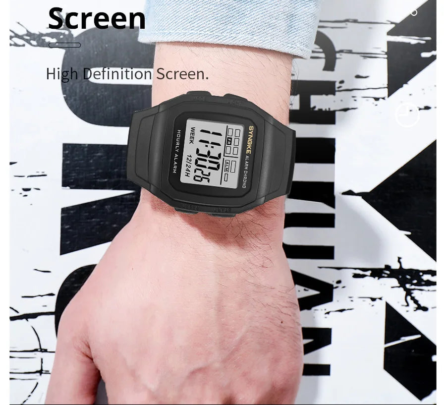 SYNOKE Retro Square Digital Watch | Student Outdoor Sports Luminous Waterproof Multifunction