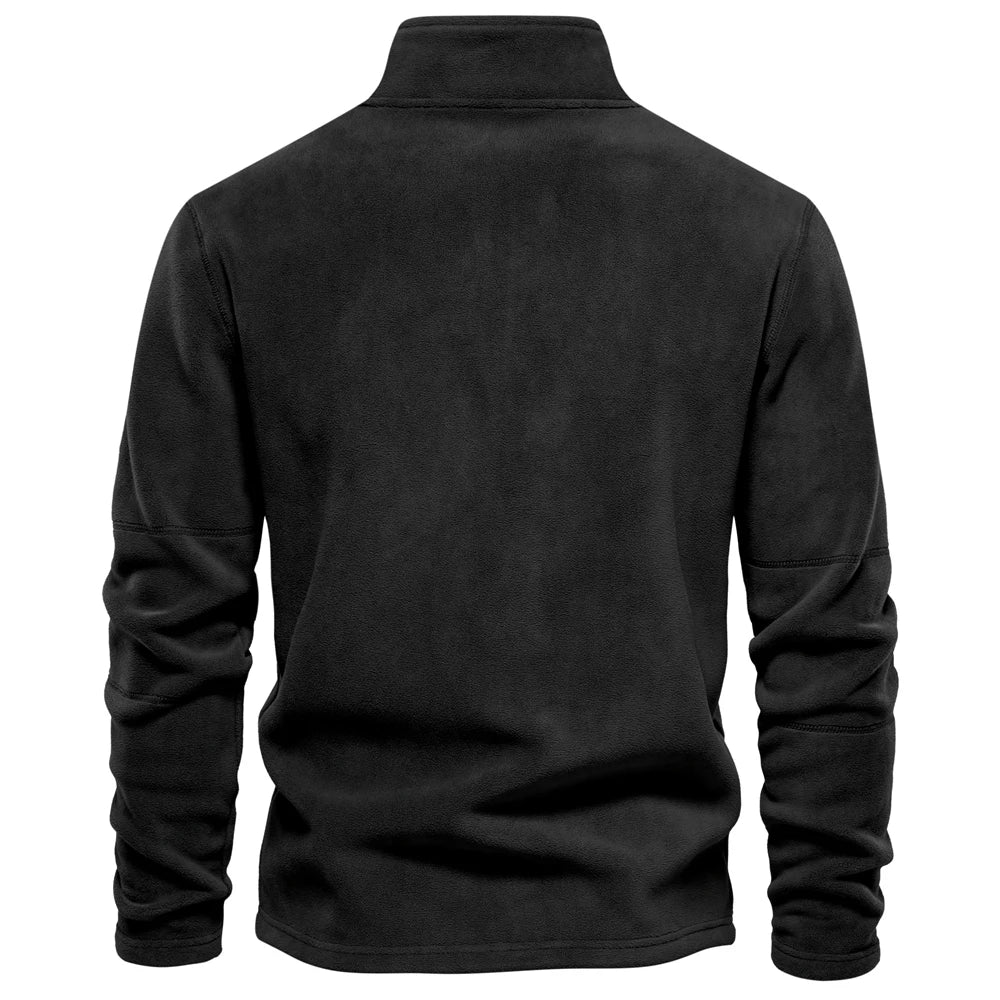 Men's Zip Neck Fleece Pullover Sweatshirt — Quarter-Zip Warm Layering Top