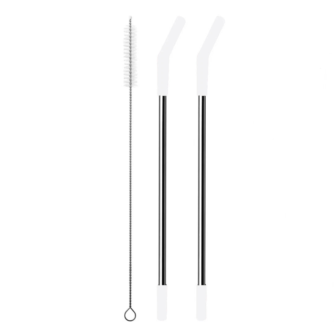 Replacement Straws for Stanley 40oz/30oz Tumbler – 2-Pack Stainless Steel Straws with Silicone Tips + Cleaning Brush