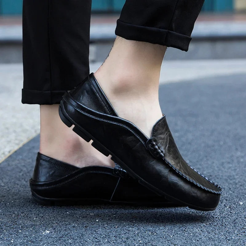 Men's Cow Leather Slip-On Boat Loafers