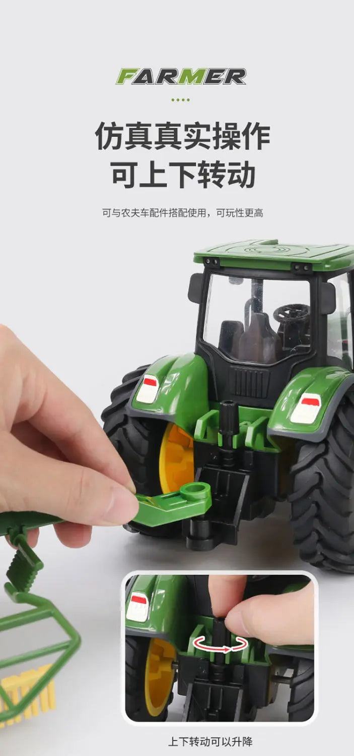 Farm Tractor Toy with Trailer & Accessories – Simulation Farmer Vehicle Set for Kids