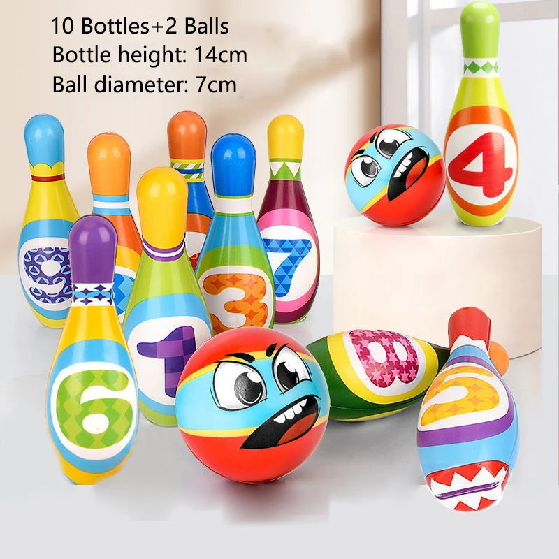 Kids Bowling Set – 10 Soft PU Pins & 2 Balls, Indoor & Outdoor Toddler Bowling Game, Ages 3–10