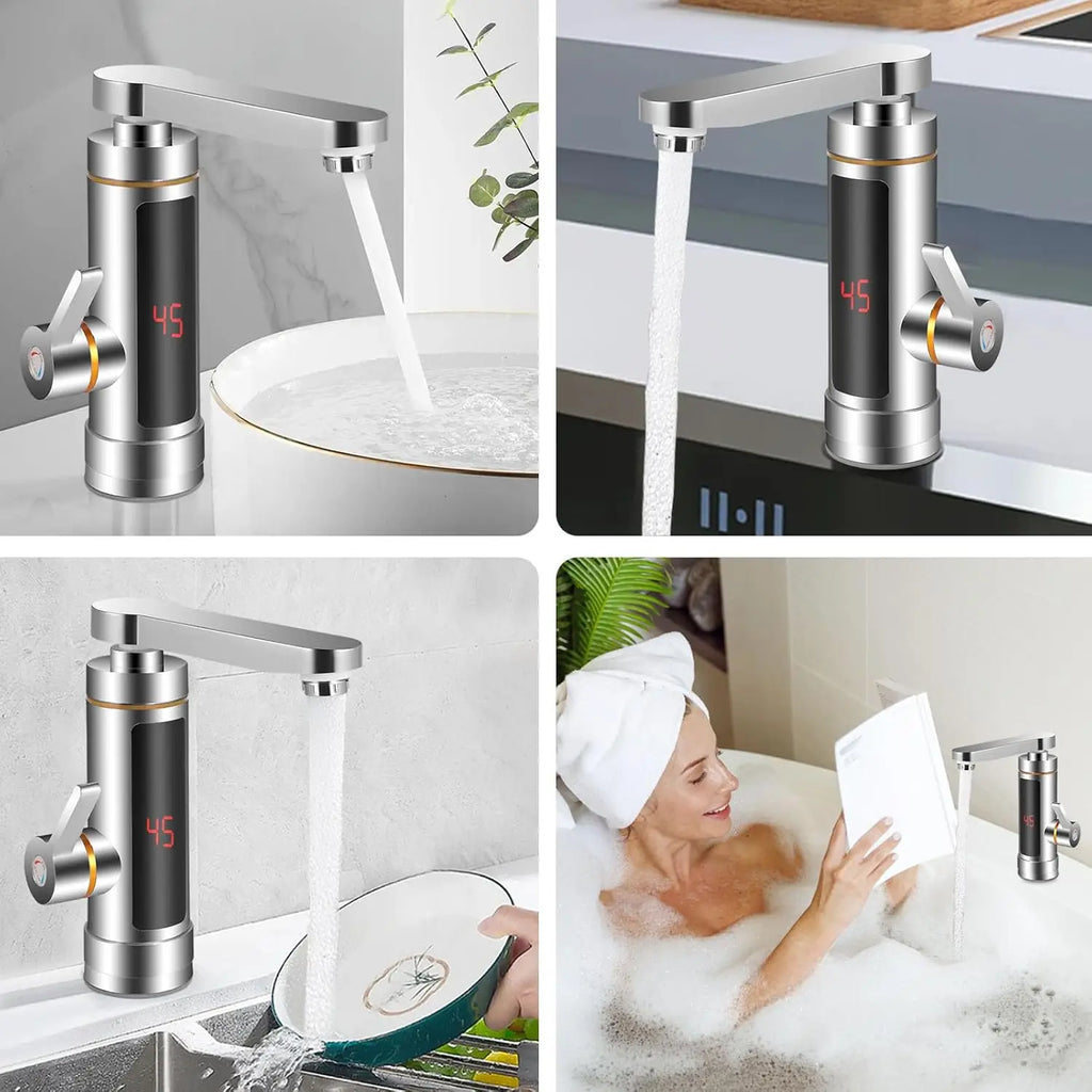 Electric Instant Tankless Hot Water Faucet — LCD Temperature Display, 360° Mixed Flow