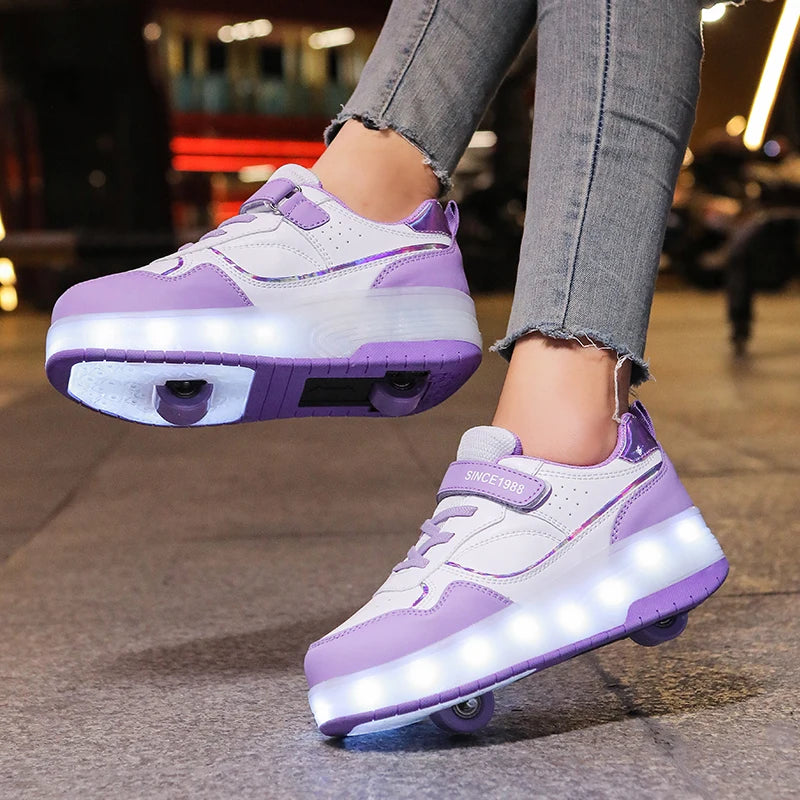 Children's LED Light Roller Skates – Multi-Functional Detachable Wheel Shoes, Size 29-41 for Students