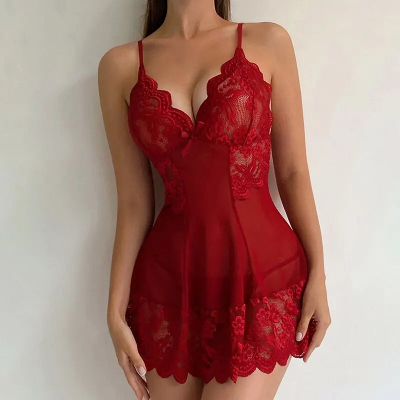 Lace Suspender Slip Dress — Sheer Lolita Lingerie Costume
