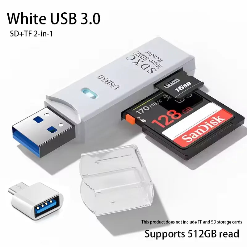 USB 3.0 Multi-Card Reader & Hub Adapter – SD, TF, MiniSD, Flash Drive for PC & Laptop