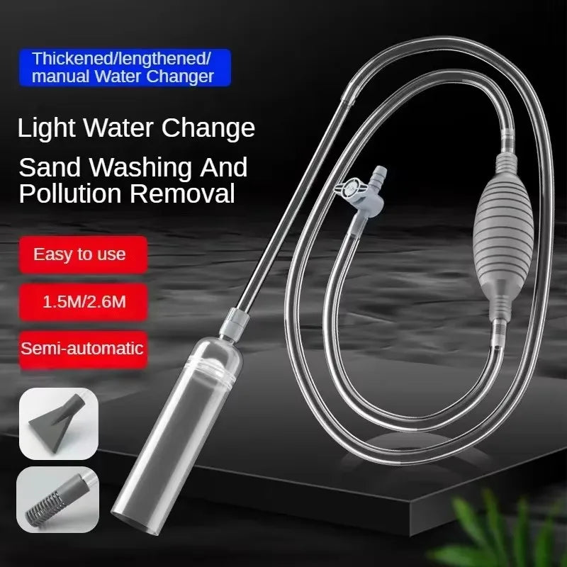 Fish Tank Siphon Vacuum – Gravel & Sand Water Exchanger Aquarium Cleaning Kit with Extension Tube