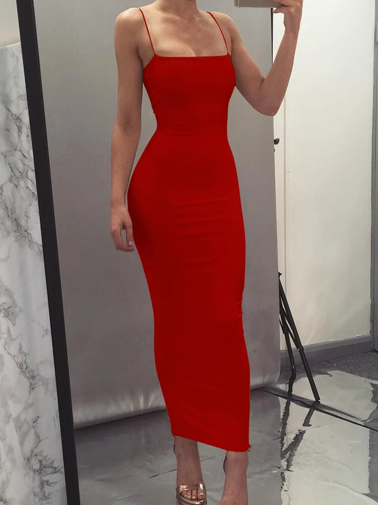 Backless Sling Maxi Dress — High Elastic Sleeveless Club Suspender Dress