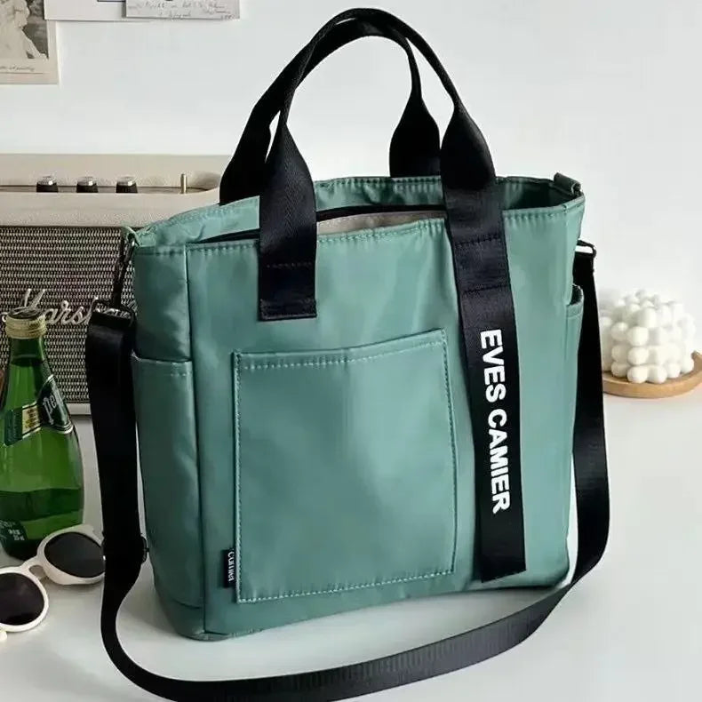 Large Capacity Nylon Canvas Tote Bag – Waterproof Shoulder Bag & Messenger for School & Daily Use