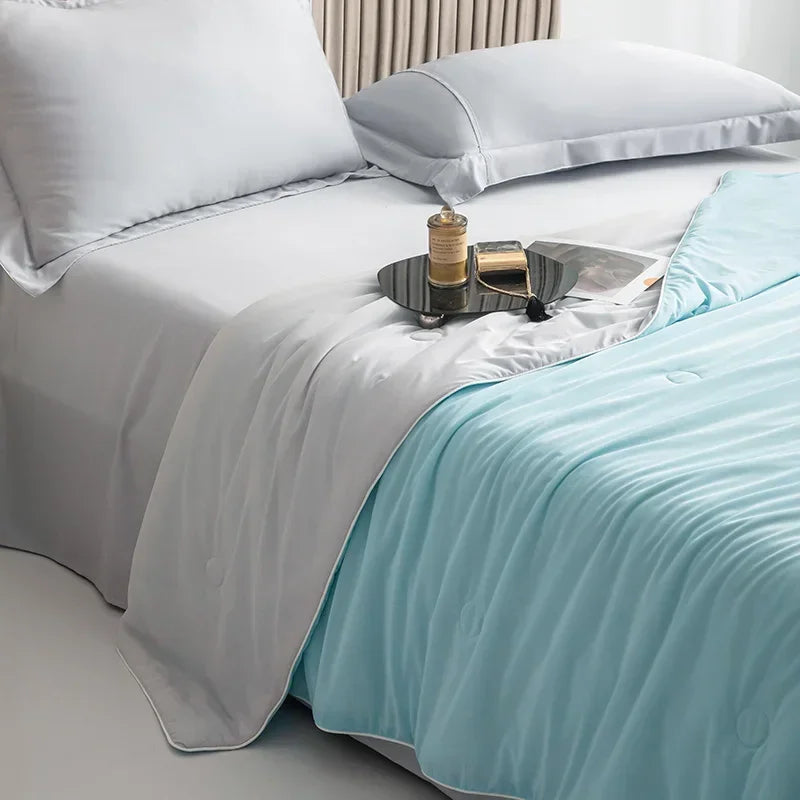 Ice Silk Cooling Blanket – Lightweight Smooth Summer Comforter, Twin & King, Air Condition Quilt