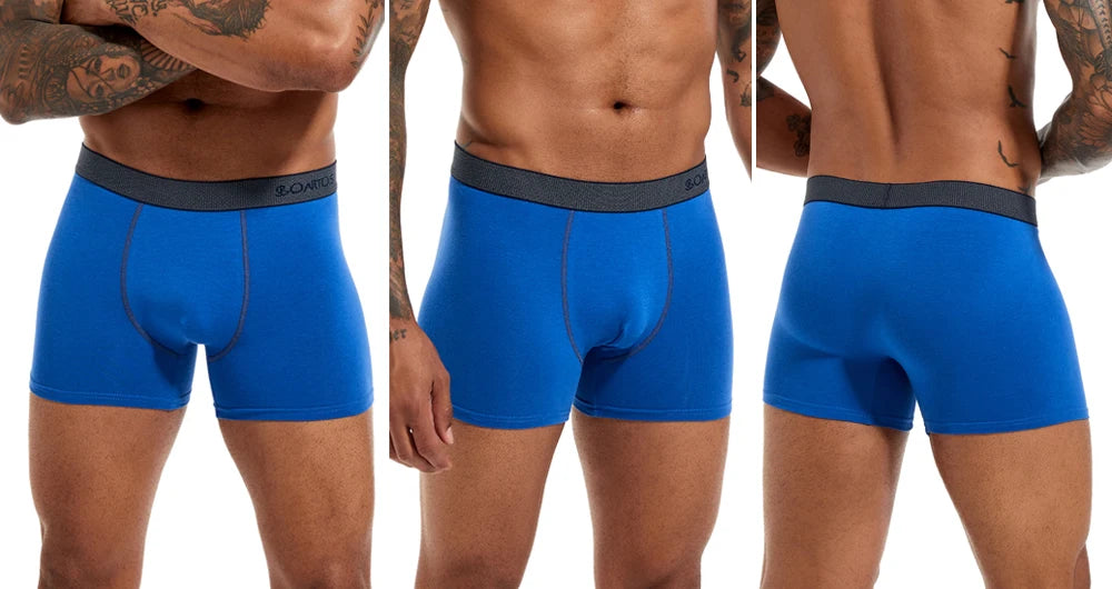 Men's Cotton-Blend Boxer Briefs with Letter Waistband, 4-Pack