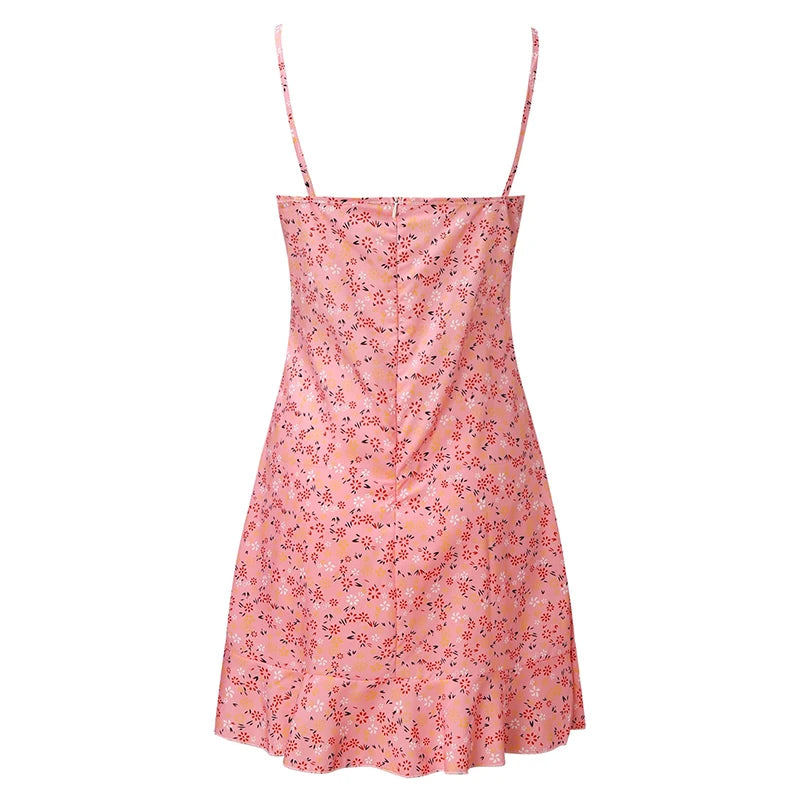 Women's Floral Camisole Mini Dress – Casual Comfortable Summer Skirt Dress